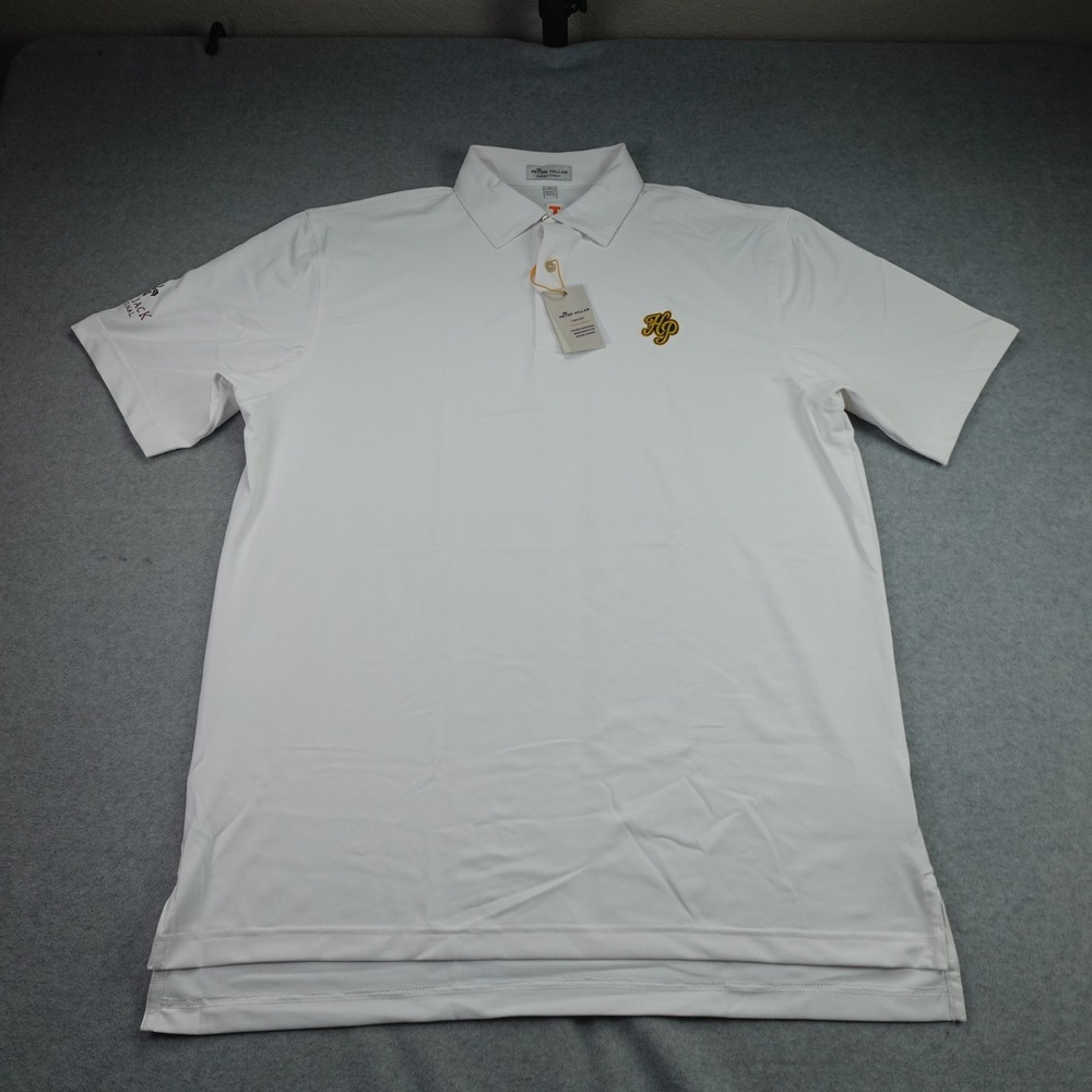 Peter Millar Polo Shirt Mens L White Summer Comfort Golf HP Bluejack National